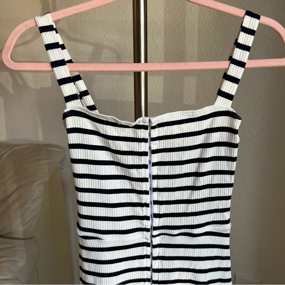 Reformation Nellie striped ribbed mini tank dress white blue XS - Picture 4 of 11